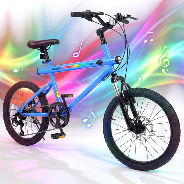 20 Inch Mountain Bike LED-lit with 6-Speed Shimano Twist Shifting and Stereo Speakers