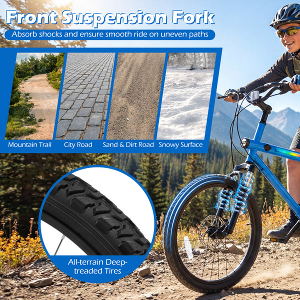 20 Inch Mountain Bike LED-lit with 6-Speed Shimano Twist Shifting and Stereo Speakers