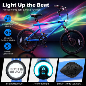 20 Inch Mountain Bike LED-lit with 6-Speed Shimano Twist Shifting and Stereo Speakers