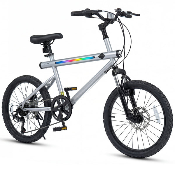 20 Inch Mountain Bike LED-lit with 6-Speed Shimano Twist Shifting and Stereo Speakers