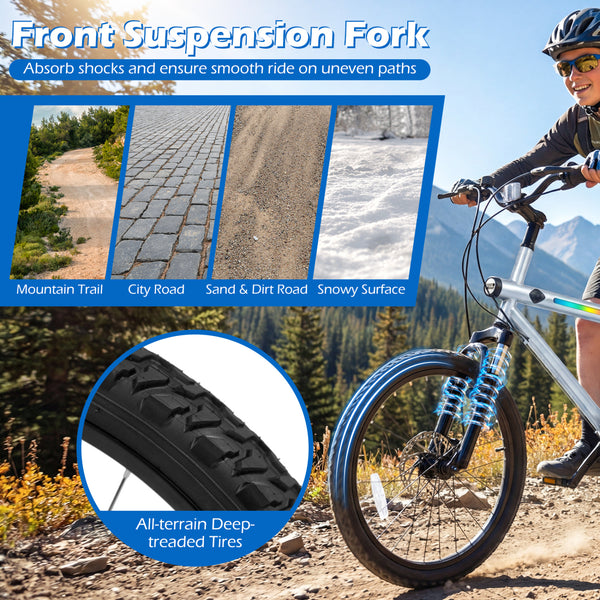 20 Inch Mountain Bike LED-lit with 6-Speed Shimano Twist Shifting and Stereo Speakers