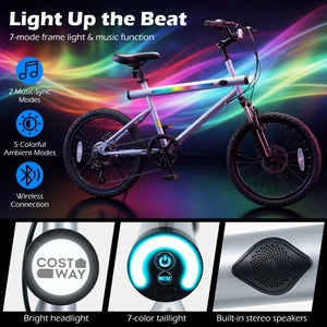 20 Inch Mountain Bike LED-lit with 6-Speed Shimano Twist Shifting and Stereo Speakers