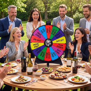 20 Inches 14 Slots Spin Wheel with Blackboard Marker for Prizes