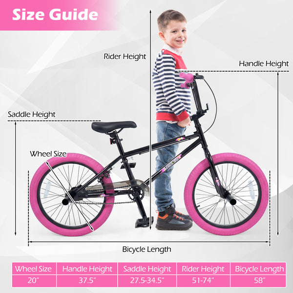 20" Trick Bicycle with 360 Degree Steering and Adjustable Seat for Kids and Teens