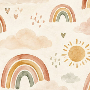 Little Rainbows Pattern kids shower curtain in a bathroom