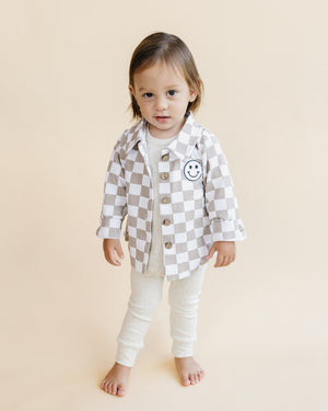 Cotton Shacket | Smiley Checkered Latte