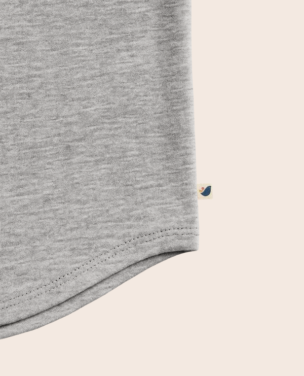 All-Day Tee in Steel Heather for babies, shown from angle 3, soft and stylish for everyday wear.