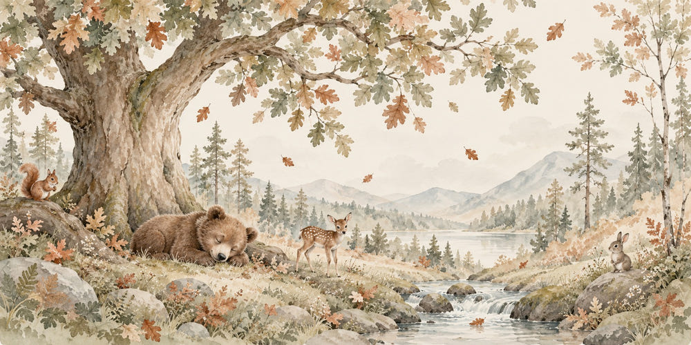 Watercolor Sleeping Bear Oak Wall Mural, image 1