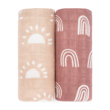 Muslin Swaddle Blanket in Sun & Rainbow, 2 Pack