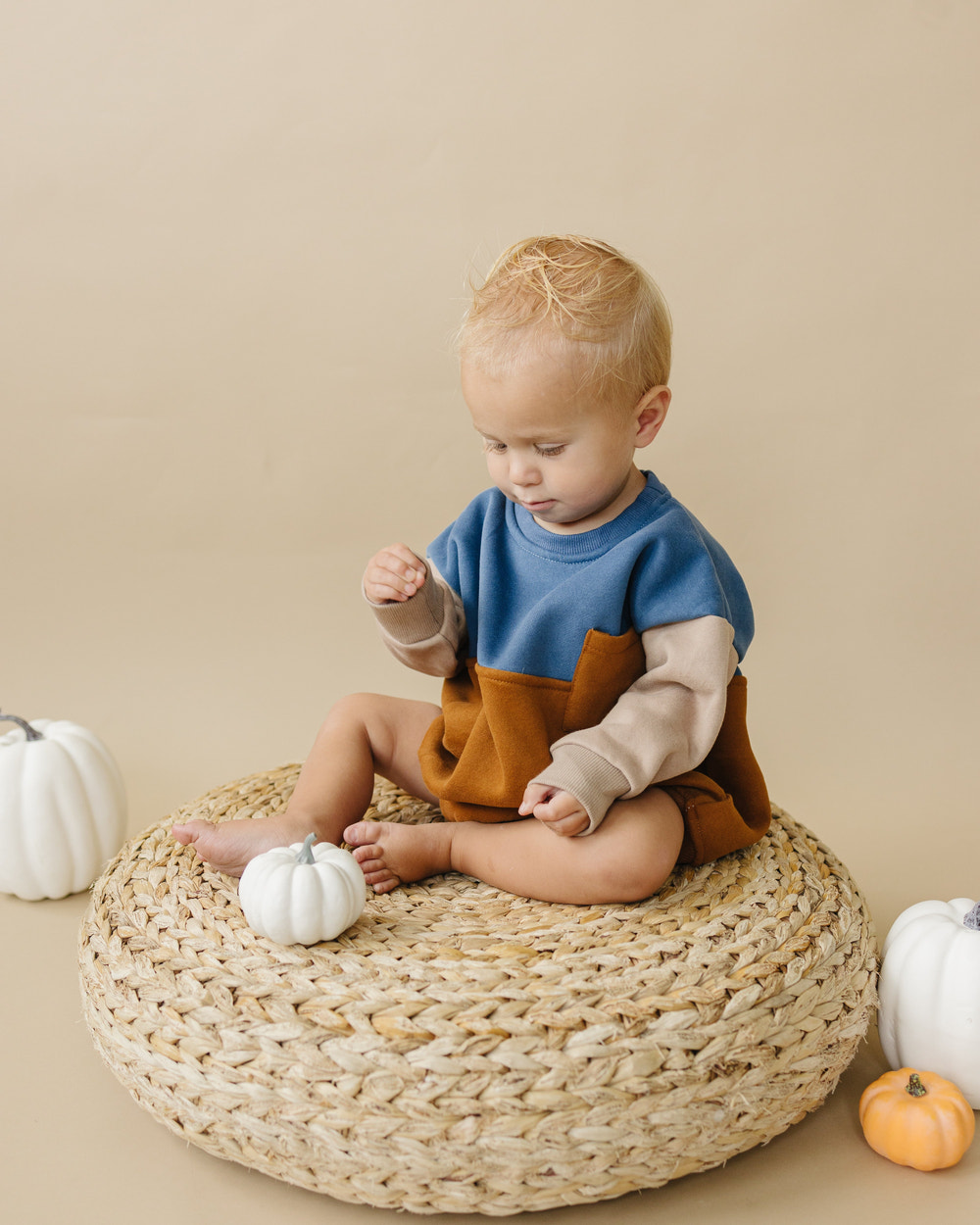 Color Block Sweatshirt Romper by Salt and Pine x LJC for babies, featuring a stylish design and comfortable fit.
