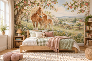Watercolor Pony Orchard Farm Wall Mural, image 2