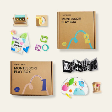 Tiny Land® Montessori Sensory Beginnings Baby Set for infants 0-6 months, promoting sensory exploration and development.