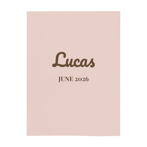 Name and Birth Month minky baby blanket in blush