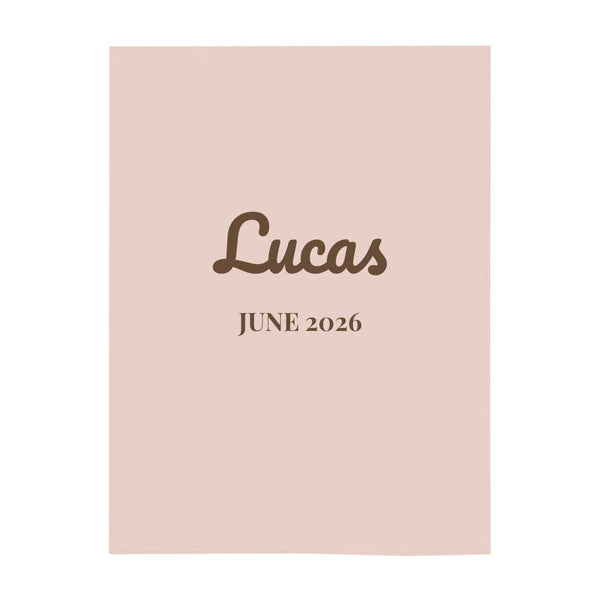 Name and Birth Month minky baby blanket in blush