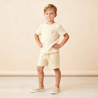 Organic Terry Tee & Shorts Set - Butter Yellow