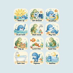 Ocean Daily Routine Wall Decals, Set of 12, image 1