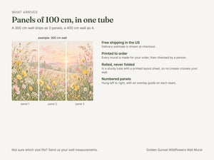 Watercolor Golden Sunset Wildflowers Wall Mural, image 7
