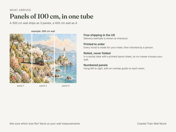 Watercolor Coastal Train Wall Mural, image 8