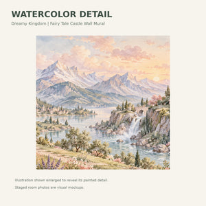 Watercolor Dreamy Kingdom Fairy Tale Wall Mural, image 4