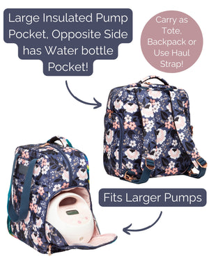 Sarah Wells Kelly Breast Pump Backpack & Tote  – Insulated Pocket, Laptop Sleeve & Easy-Clean Interior – Fits All Pumps for Moms