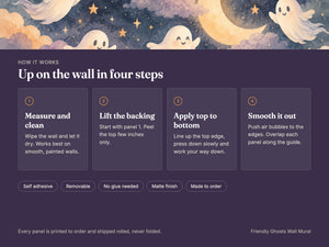 Watercolor Friendly Ghosts Halloween Wall Mural, image 9