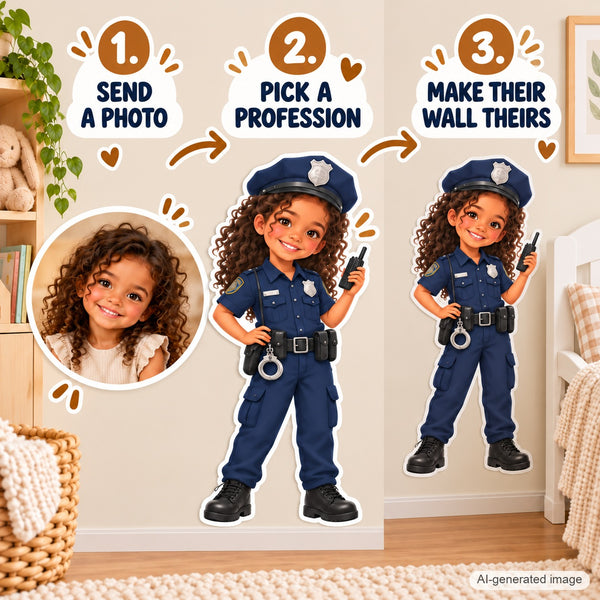 Personalized Police Officer Wall Decal from Photo, Dream Job Sticker, image 8