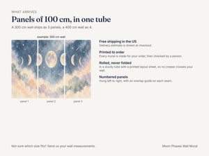 Watercolor Moon Phases Wall Mural, image 8