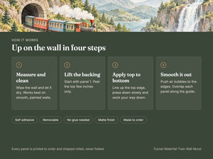 Watercolor Tunnel Waterfall Train Wall Mural, image 9