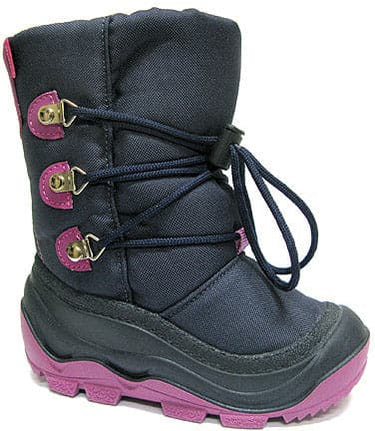 Girls navy snow boot for winter, featuring a cozy design and durable sole for warmth and traction.