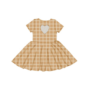 Sweetheart Twirl Dress in Buckwheat Plaid - Organic Cotton Jersey for babies, perfect for swimwear fun.
