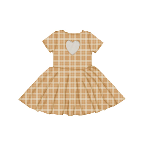 Sweetheart Twirl Dress in Buckwheat Plaid - Organic Cotton Jersey for babies, perfect for swimwear fun.