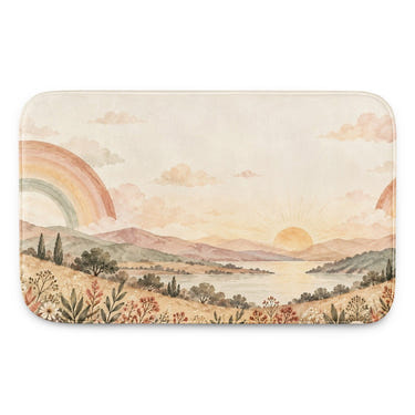 Twin Rainbow Valley kids bath mat, full view of the printed design