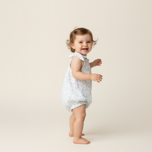 Organic Tie Shoulder Bubble Romper - Ivy Floral