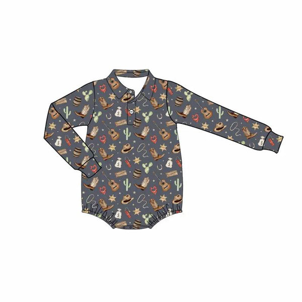 Max and Pippa | Giddy Up Western Long Sleeve Polo Bubble