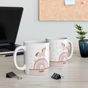 Pink Rainbow Mug | Sparkle Like a Unicorn | Personalized Name