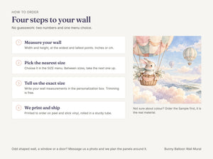 Watercolor Bunny Hot Air Balloon Wall Mural, image 6