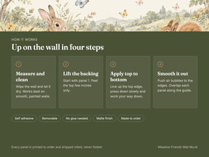 Watercolor Meadow Friends Wall Mural, image 6