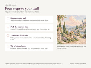 Watercolor Castle Garden Fairy Tale Wall Mural, image 6