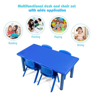 Kids plastic rectangular learn and play table at a 15-degree angle, perfect for creative play and learning.