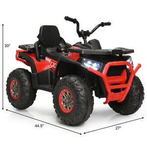 12V kids electric ATV quad with MP3, LED lights, and rugged design for outdoor fun. Angle 13 view.