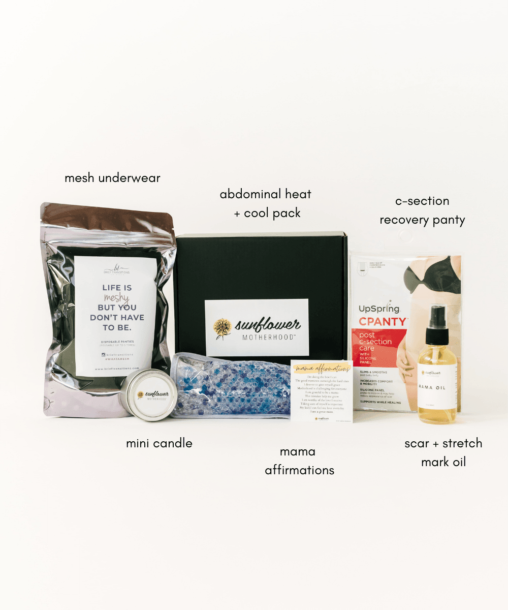 C-Section Recovery Box for postpartum care, featuring essentials for comfort and healing after surgery.