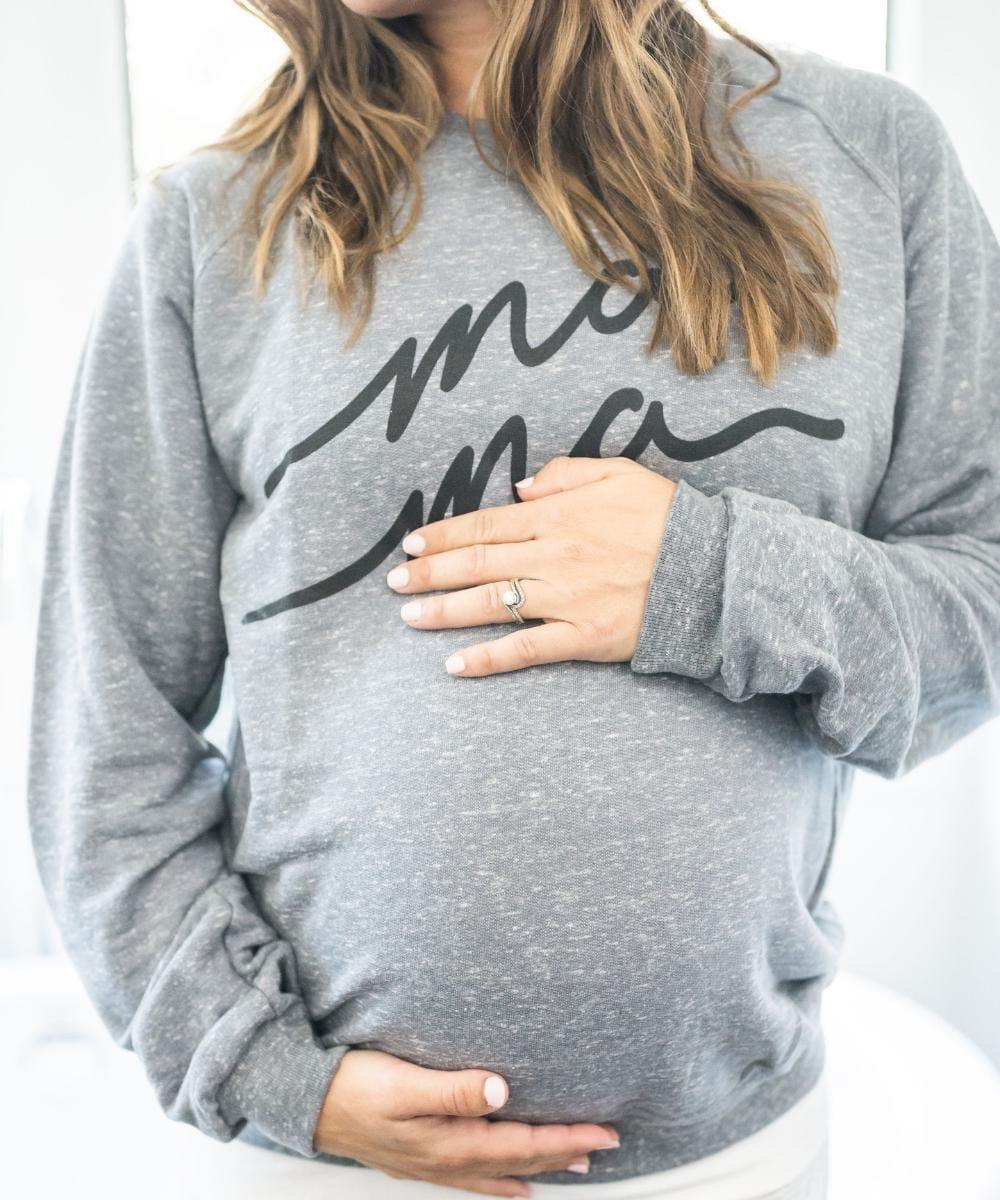 Cozy Mama Sweatshirt for moms, perfect for casual wear and comfort. Ideal baby shower gift!