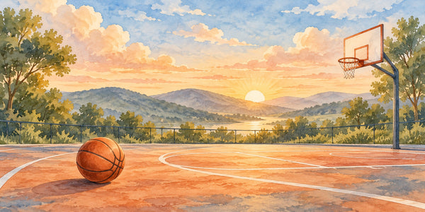 Watercolor Sunrise Court Basketball Wall Mural, image 3