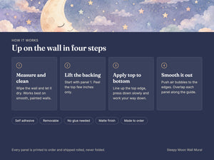 Watercolor Sleepy Moon Wall Mural, image 9