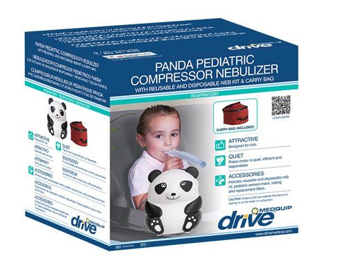 Pediatric Panda Nebulizer Compressor - Child-Friendly Design, Quiet Operation, 5-Year Warranty, 4.3 lb