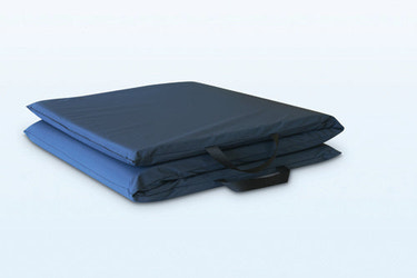 Tri-Fold Bedside Fall Mat - 3-Ply Vinyl, Skid-Resistant, 1.5 x 24 x 72 - Navy