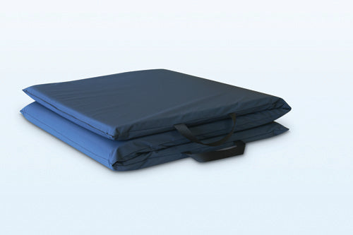 Tri-Fold Bedside Fall Mat in Navy, 3-Ply Vinyl, Skid-Resistant, 1.5 x 24 x 72 for baby safety during sleep.