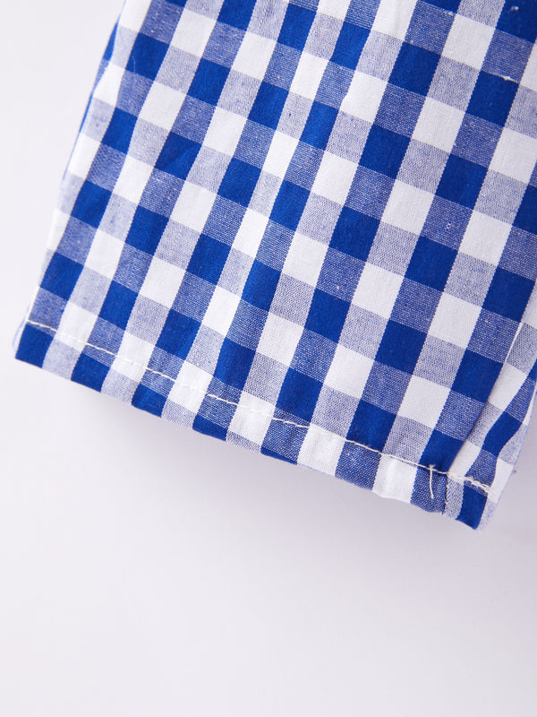 Boys Thanksgiving Smocking Embroidered Plaid Outfit Set