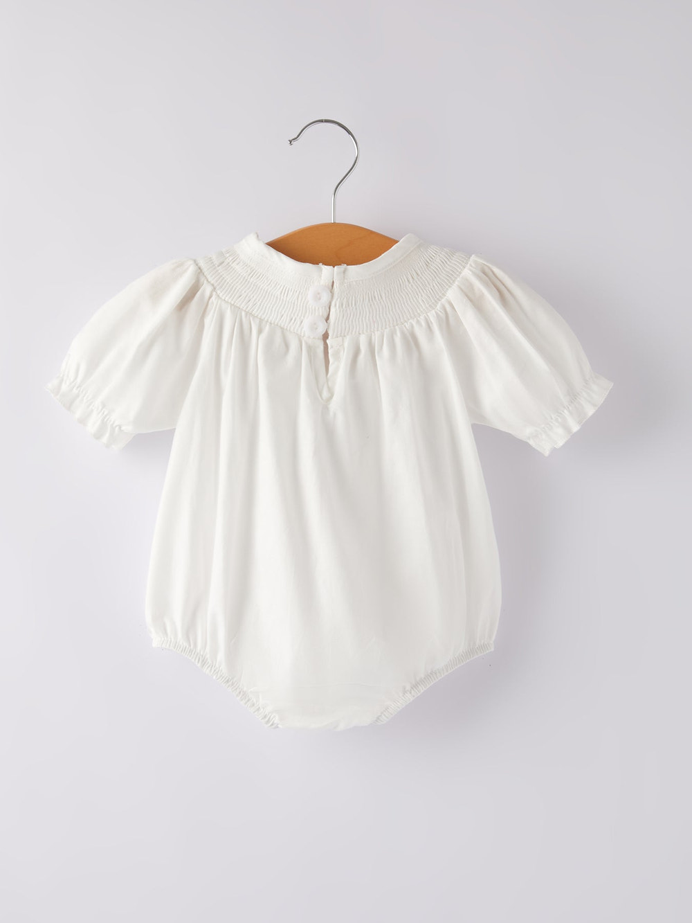 White  Smocked Church Christ Bishop Christening Girls Romper
