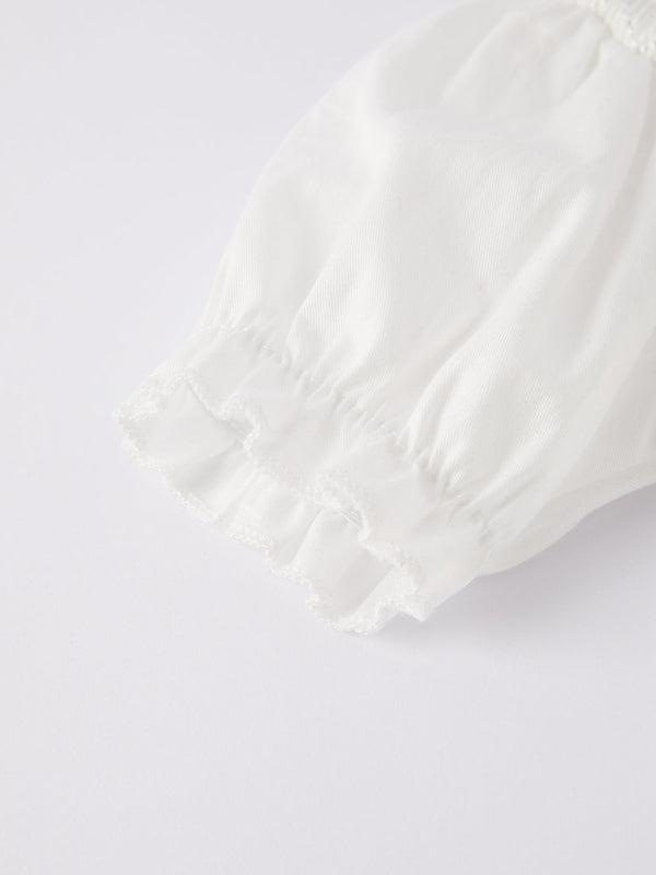 White  Smocked Church Christ Bishop Christening Girls Romper